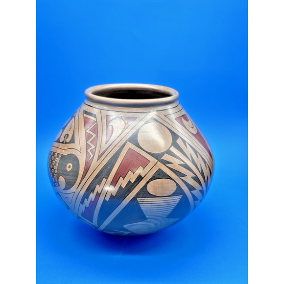 Andrea Villalba Signed Pottery MataOrtiz Polychrome HandPainted Geometric Animal - Picture 1 of 16